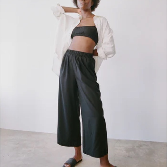 Ozma of California Crop Wide Leg Pant Black Size Large - Picture 2 of 5